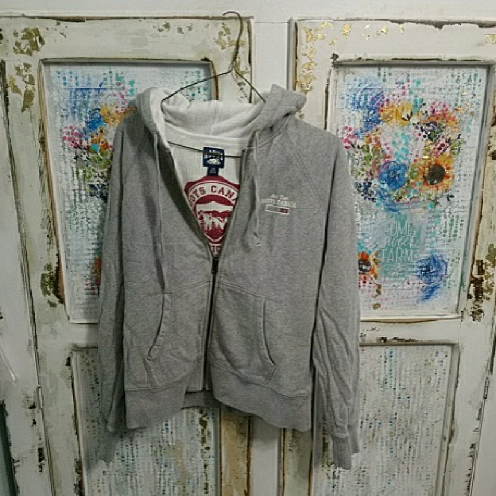 Gray Zip-Up Hoodie with Logo